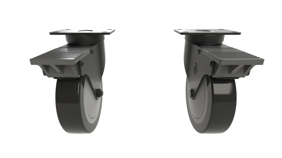 Pair of 5" locking casters for Symmetry video wall mounts